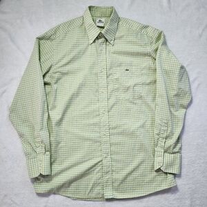 LACOSTE‎ Men's Button Down Shirt Lightweight Cotton Blue Yellow Green 42 France
